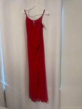 David's Bridal Red Spaghetti-Strap Maxi Dress